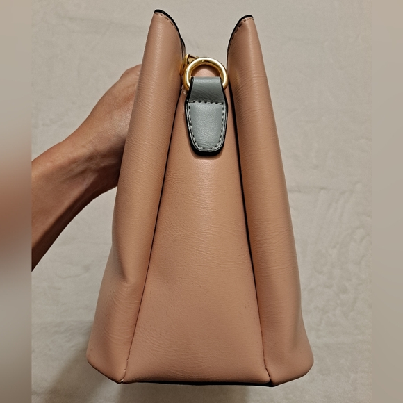 Jane Novo Pink Tan & Blue Colorblock Convertable Handbag Crossbody Bag - Picture 2 of 10